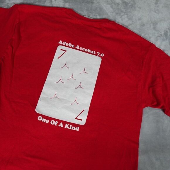 Vintage Adobe Acrobat 7.0 Computers Tech T Shirt Mens L Slim Red 2004 - Picture 1 of 9